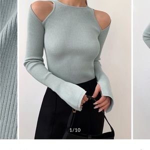 Commense Shoulder Cut-Out Knit Top